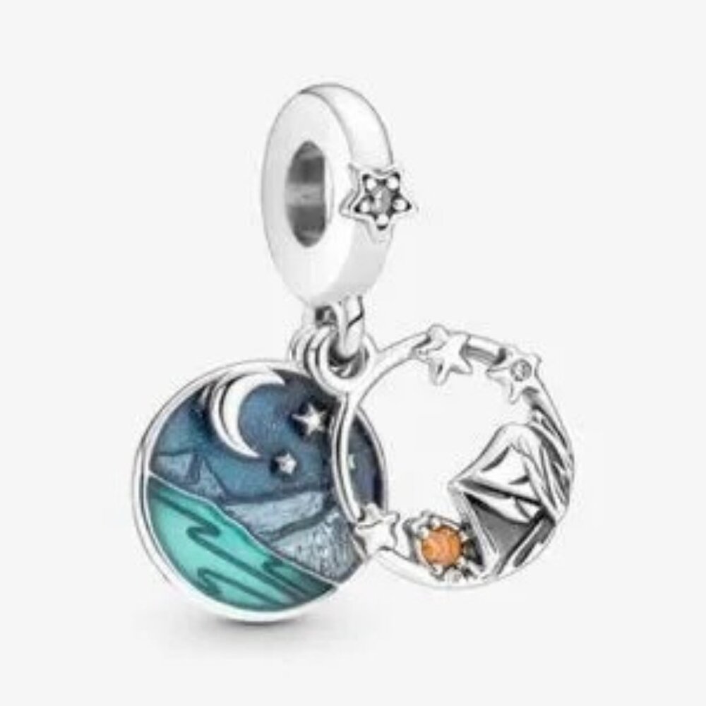 Pandora Camping Night Sky Double Dangle Charm Silver s925 ALE